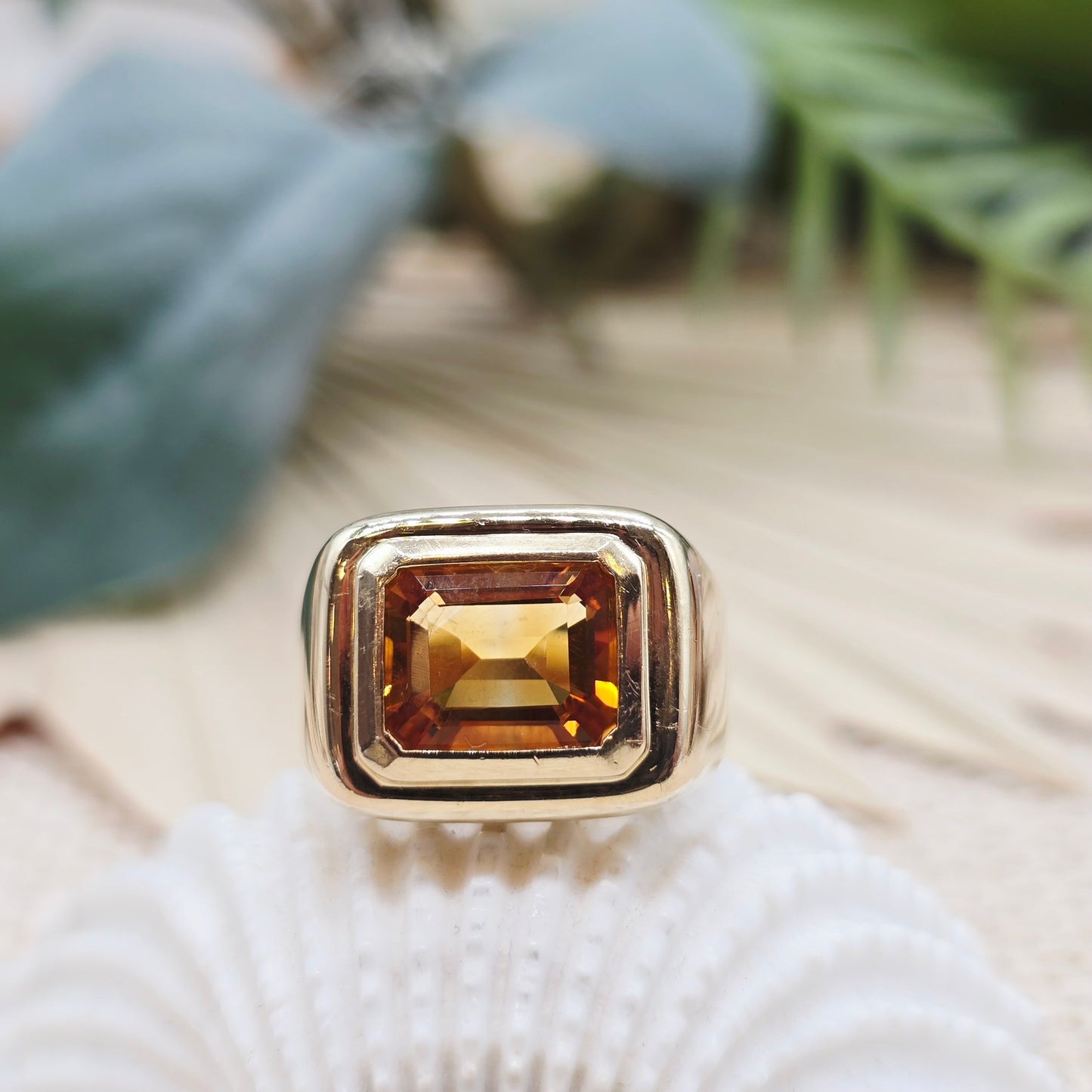 Ring 585 14 KT Gold Citrin Gr: 57