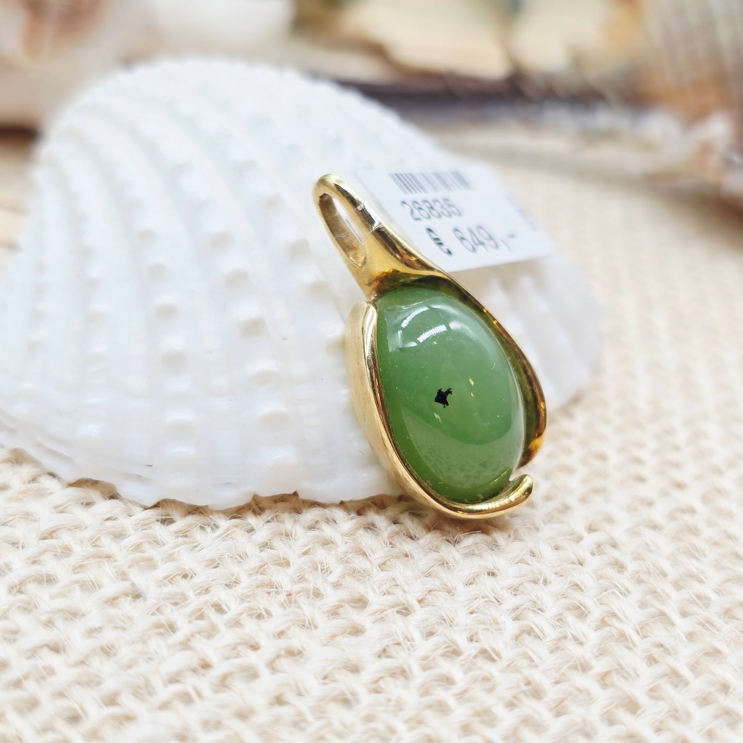 Anhänger Gold 585 14kt Jade Gr: 27*14mm