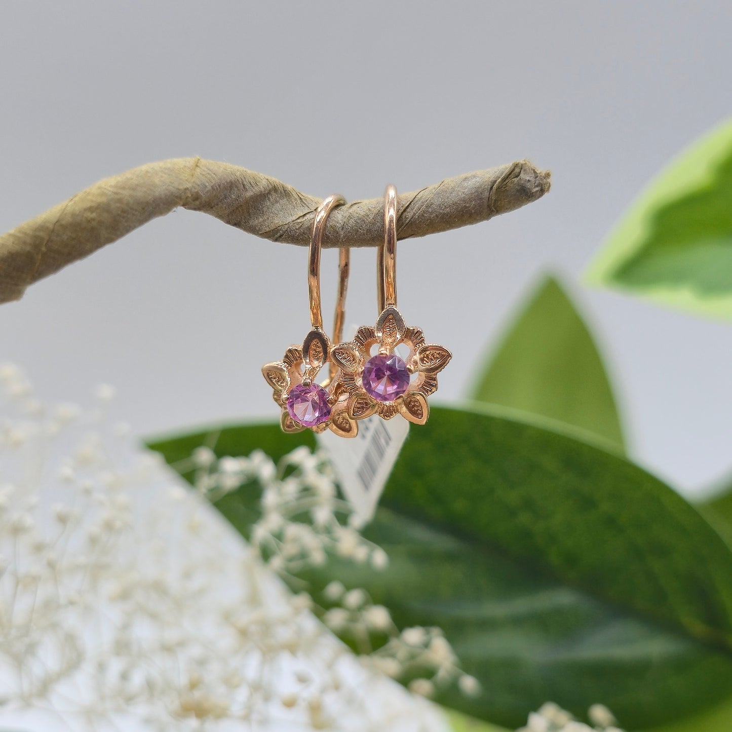 Gold Ohrringe Rotgold 585 14kt Zirkonia Pink