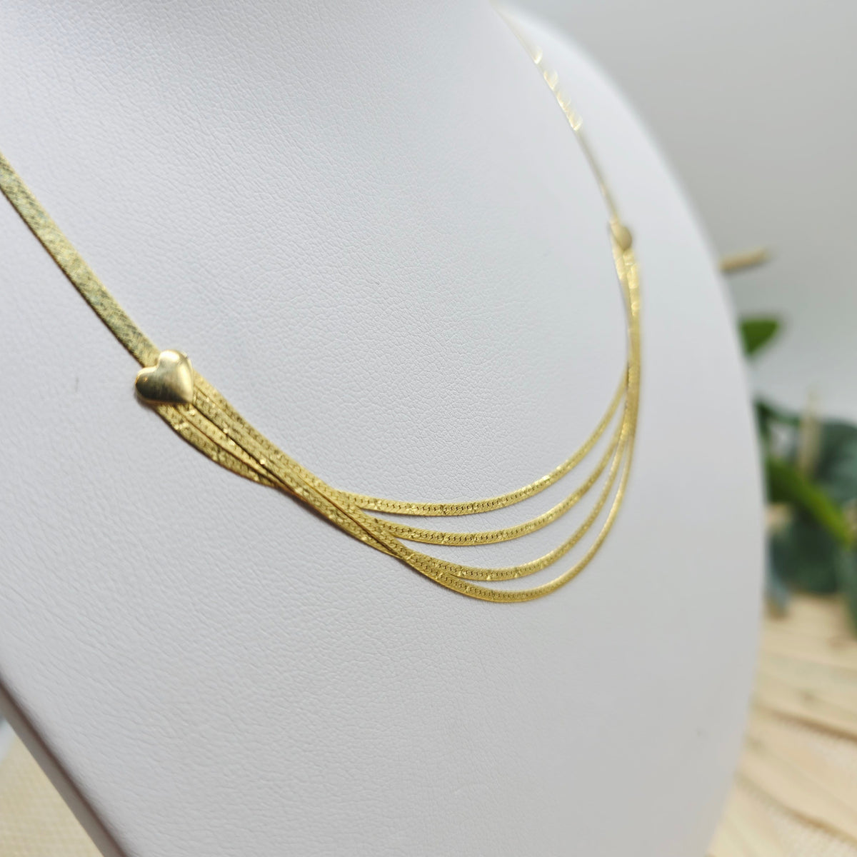 Collier Gelb Gold Herzchen 333 8kt 38,5cm 4,41g