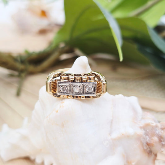 Ring Gold BC 585 14kt 3 Brillanten Gr: 55
