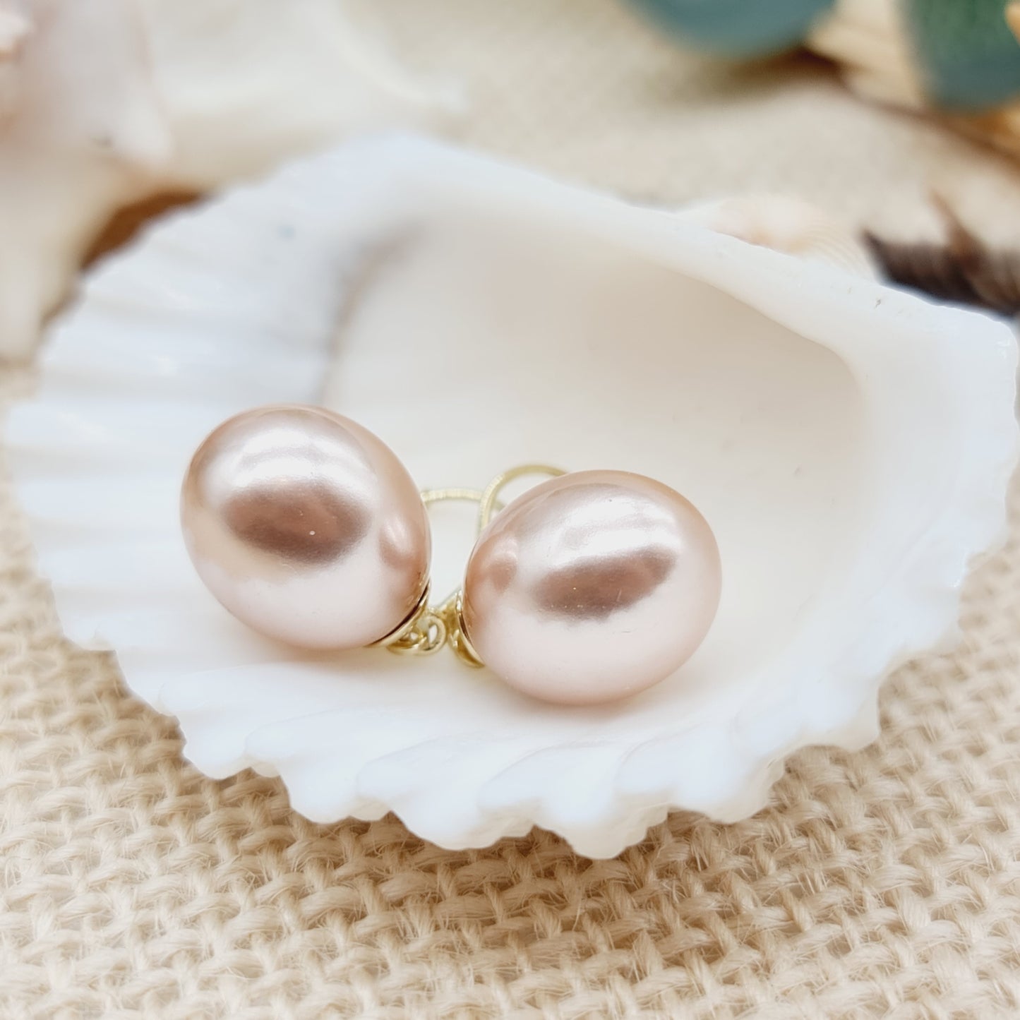 Ohrringe 585 14 KT Gold Perlen Rosé