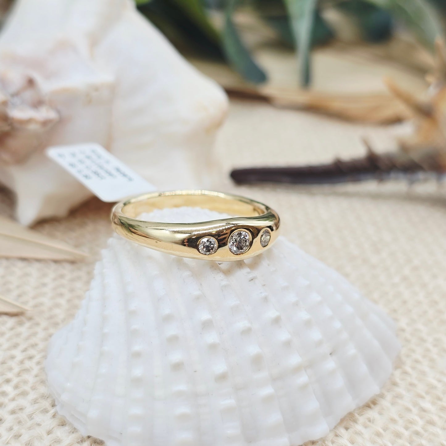 Ring 3 Brillanten TW VS 0,35ct 750 18 KT Gold Gr. 69