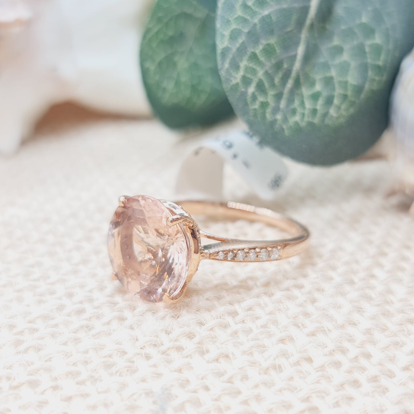 Ring AAA Morganit 585 14 KT Gold Gr. 57
