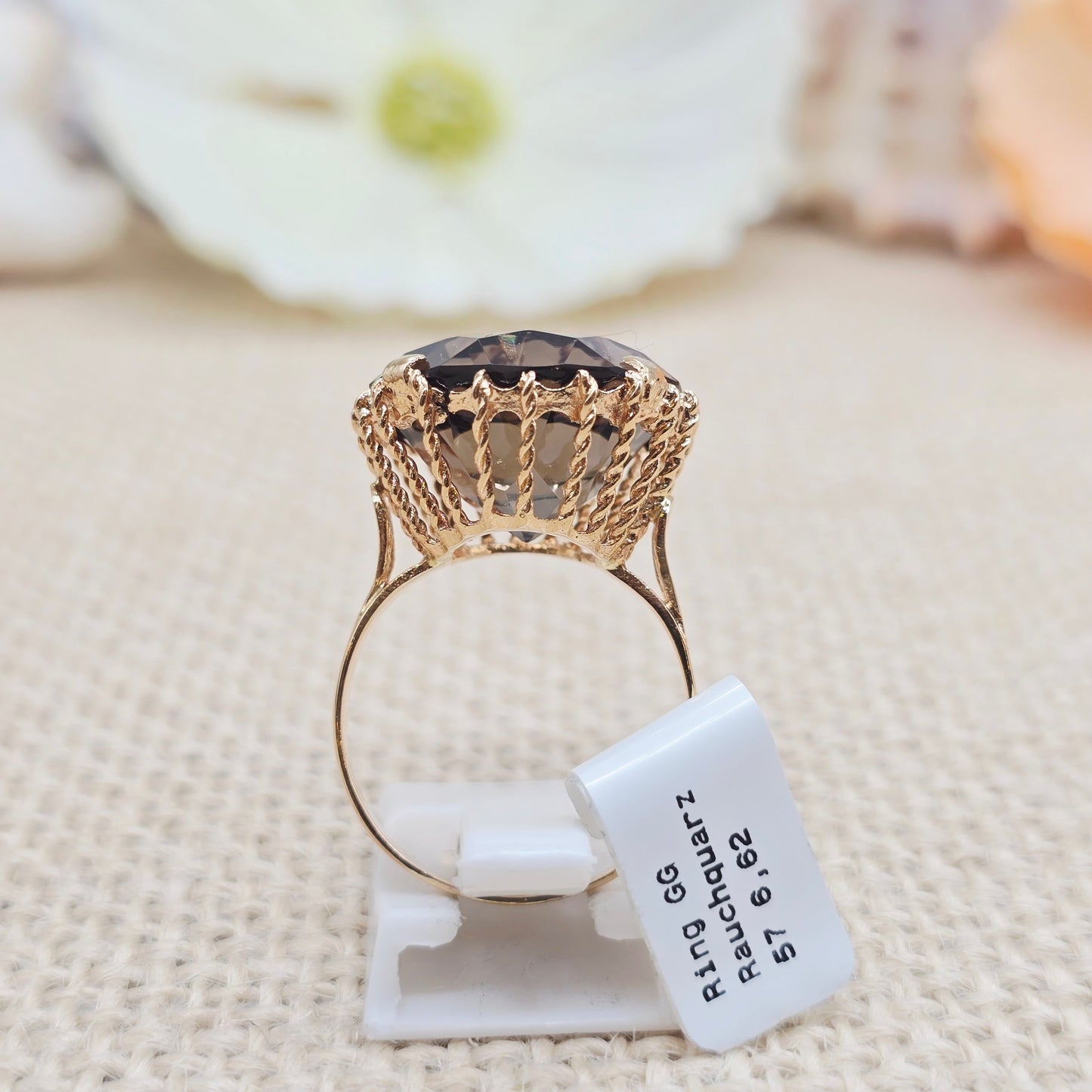 Ring Rauchquarz 750 18 KT Gold Gr. 57