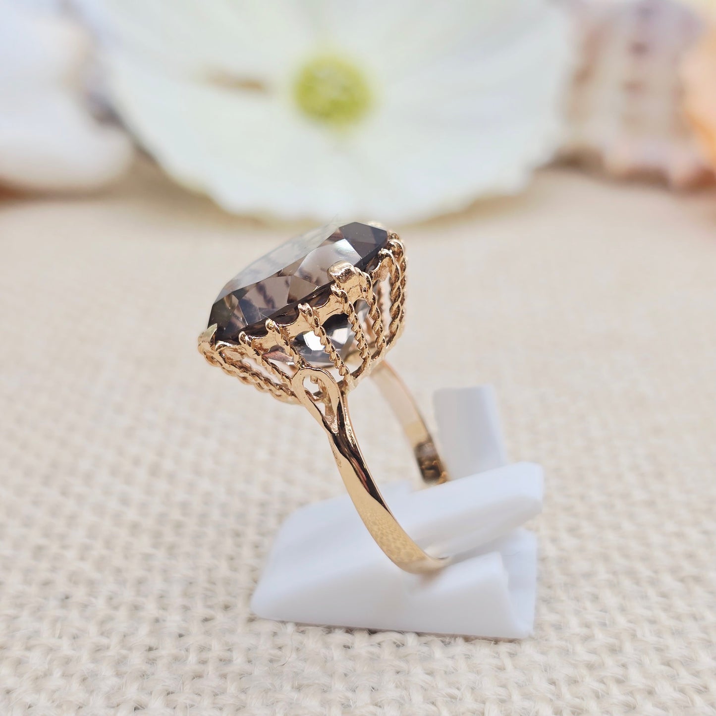 Ring Rauchquarz 750 18 KT Gold Gr. 57