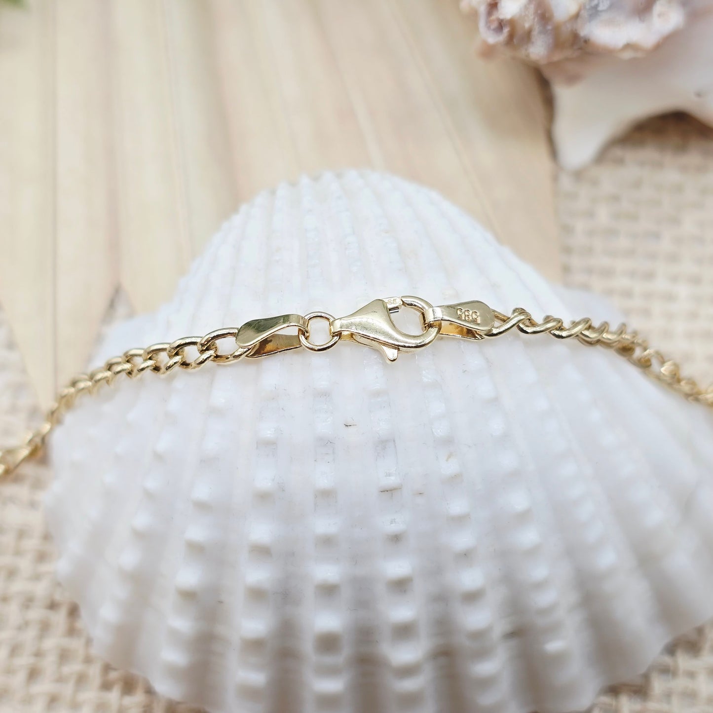 Collier Gold Panzer 585 14kt Weiße und Grüne Zirkonia Länge 45cm