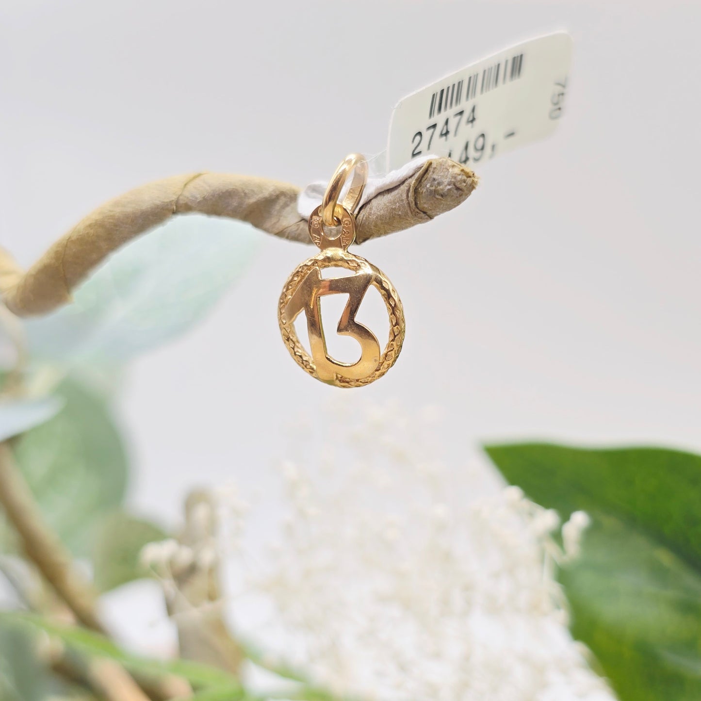 Gold Anhänger 750 18kt Glückszahl 13 Gr: 18*11mm