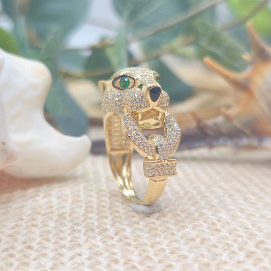 Ring Gepard Zirkonia 585 14 KT Gold Gr. 56