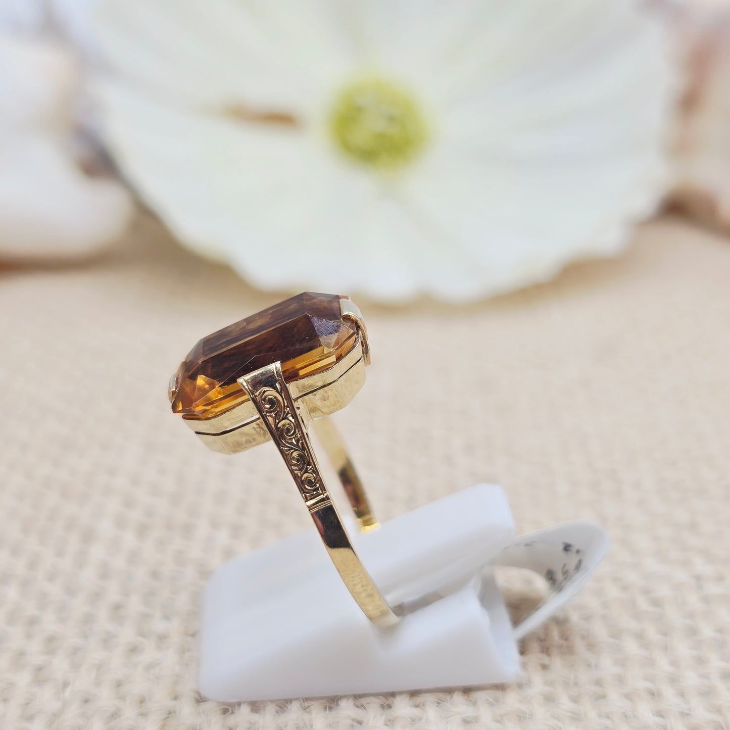 Ring Citrin 585 14 KT Gold Gr. 57