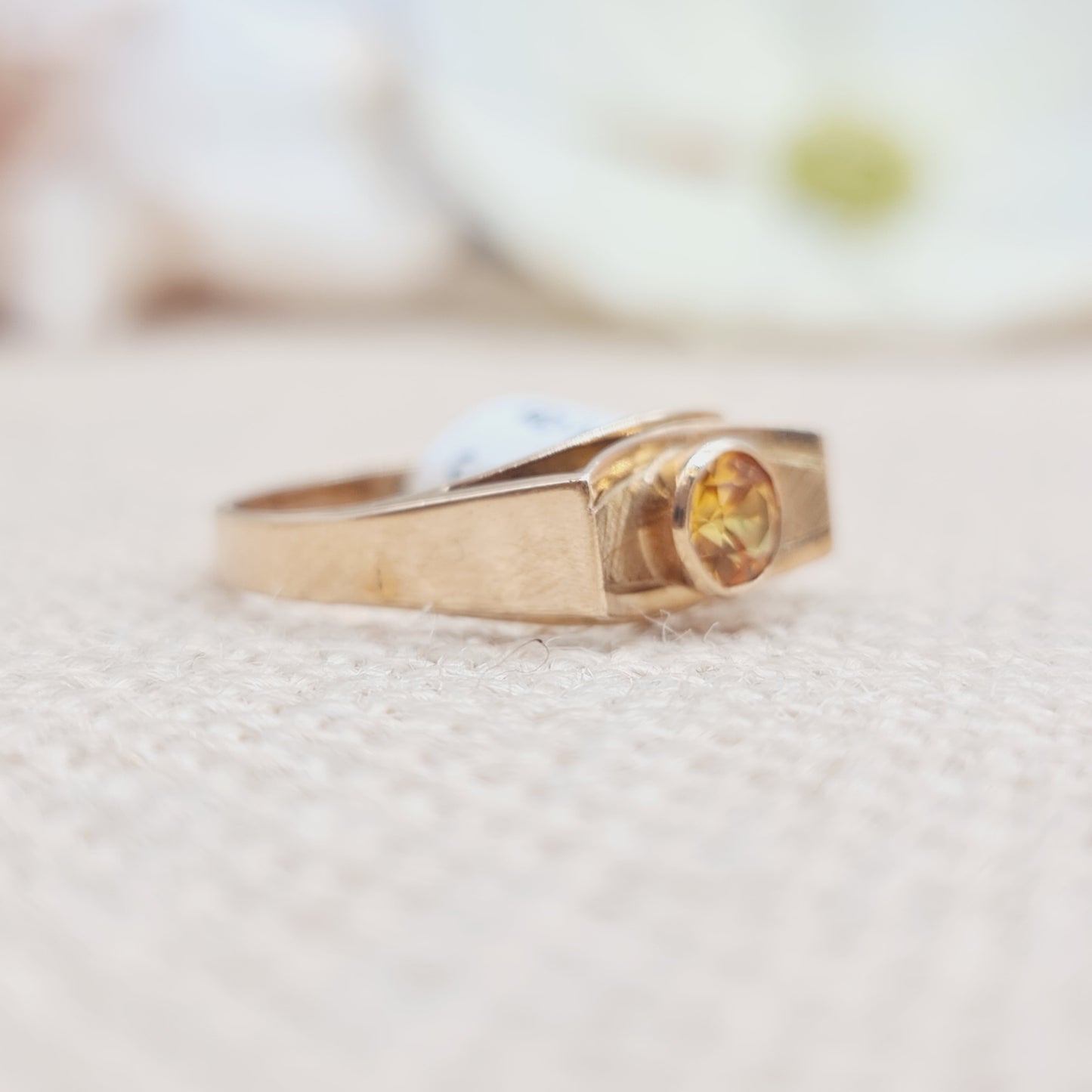 Ring Citrin 585 14 KT Gold Gr. 63