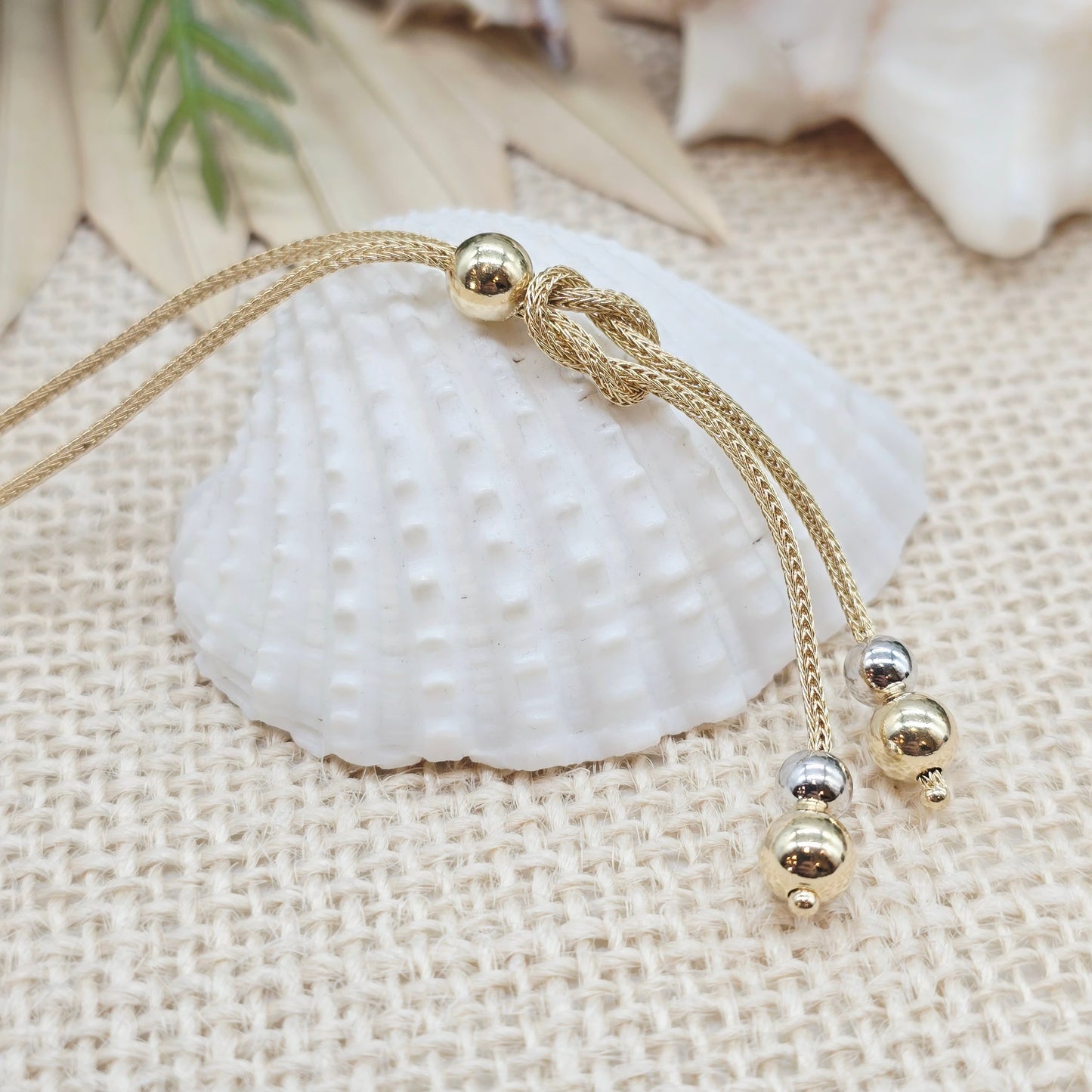 Collier Kugeln und Knoten 46cm 585 14 KT Gold