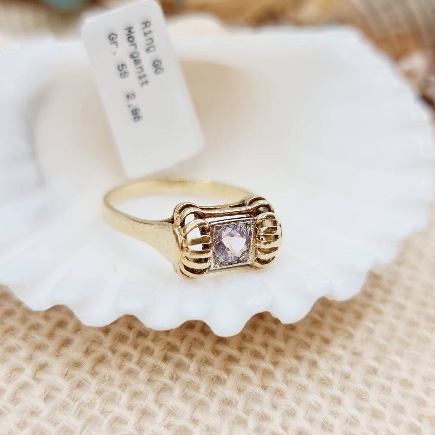 Ring Gold 585 14kt Morganit Gr. 59