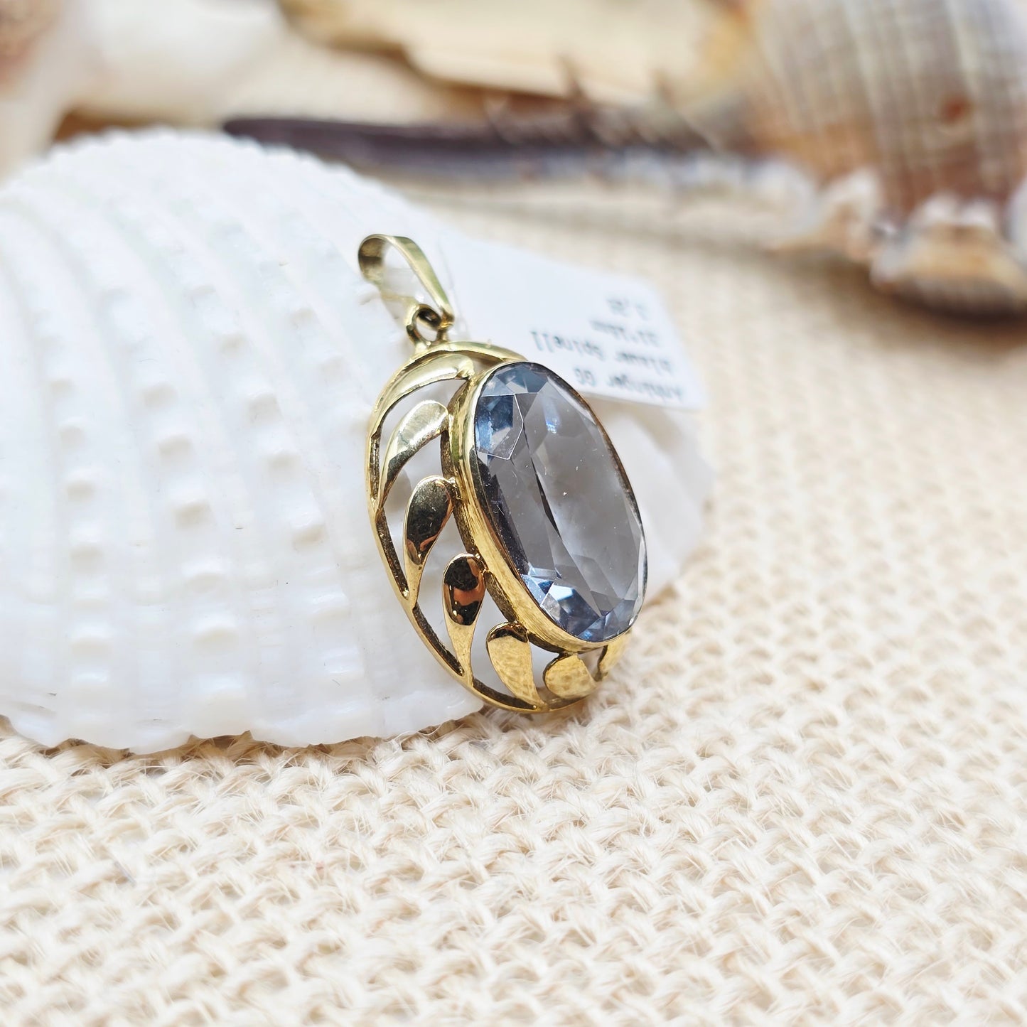 Anhänger Gold 333 8kt blauer Spinell Gr: 31*18mm