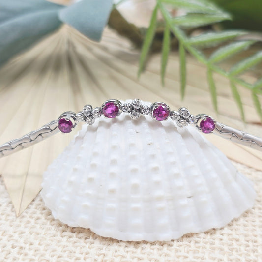 Armband Weißgold 585 14kt 43cm Rubine und Brillanten