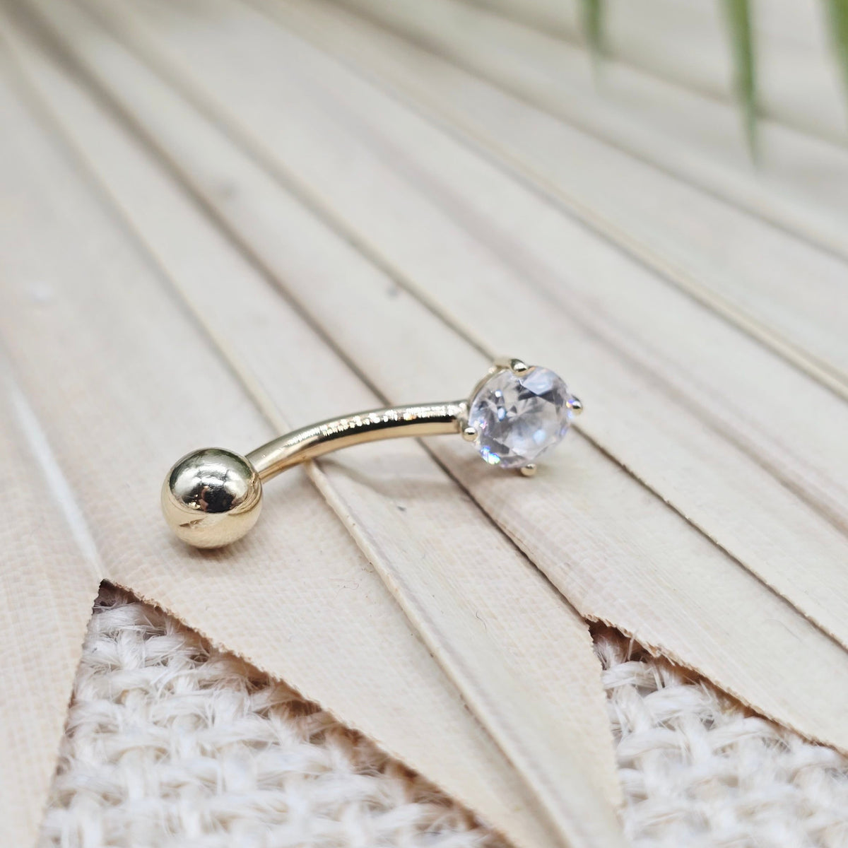 Gold Bauchnabel-Piercing 417 10kt Zirkonia Gr: 19*6mm