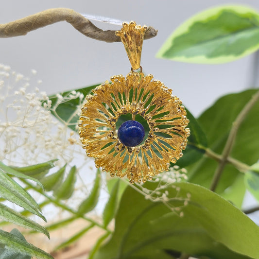 Gold Anhänger 585 14kt Sonne Lapislazuli