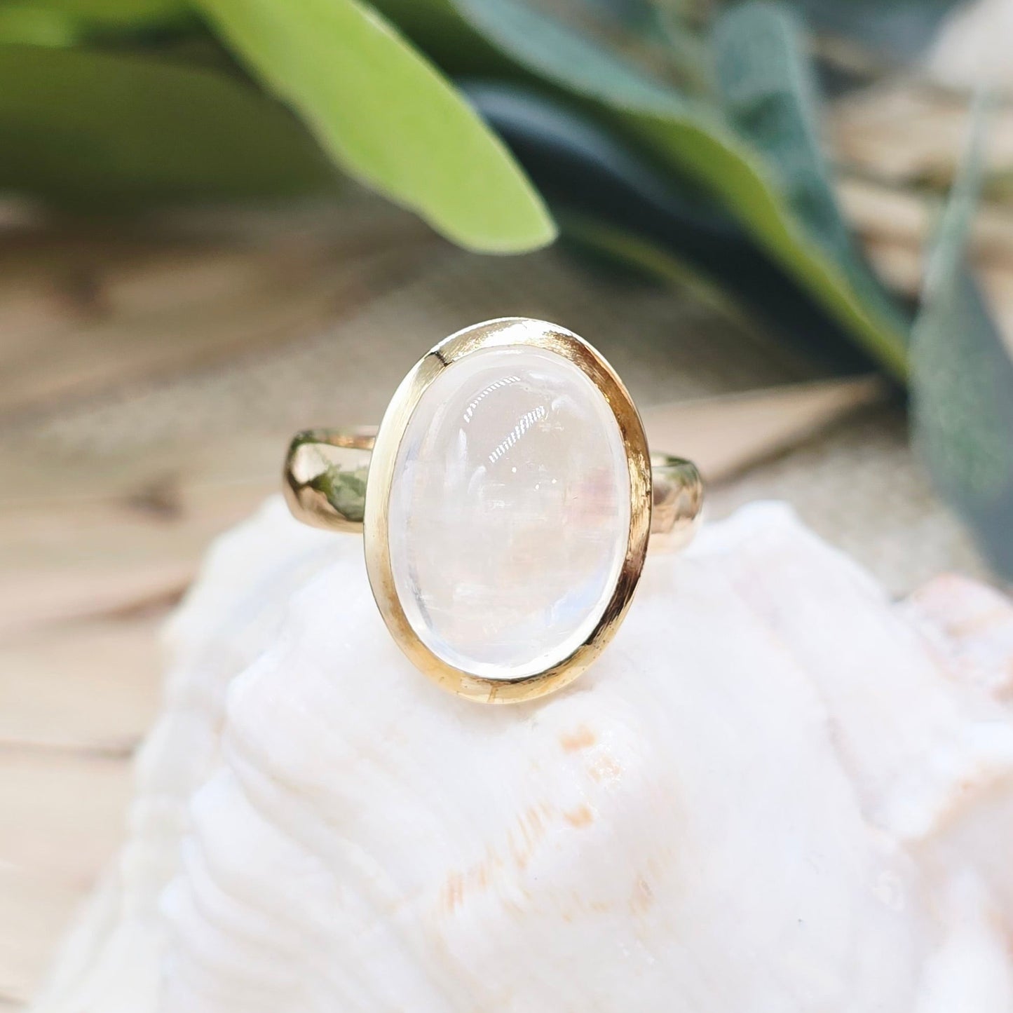 Ring Gold 585 14 KT Mondstein Gr: 58