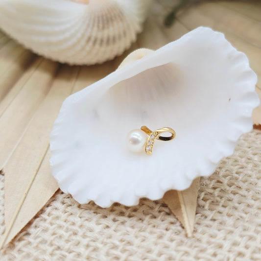 Anhänger Gelbgold 375 9kt Zirkonia Perle Gr: 11*6mm