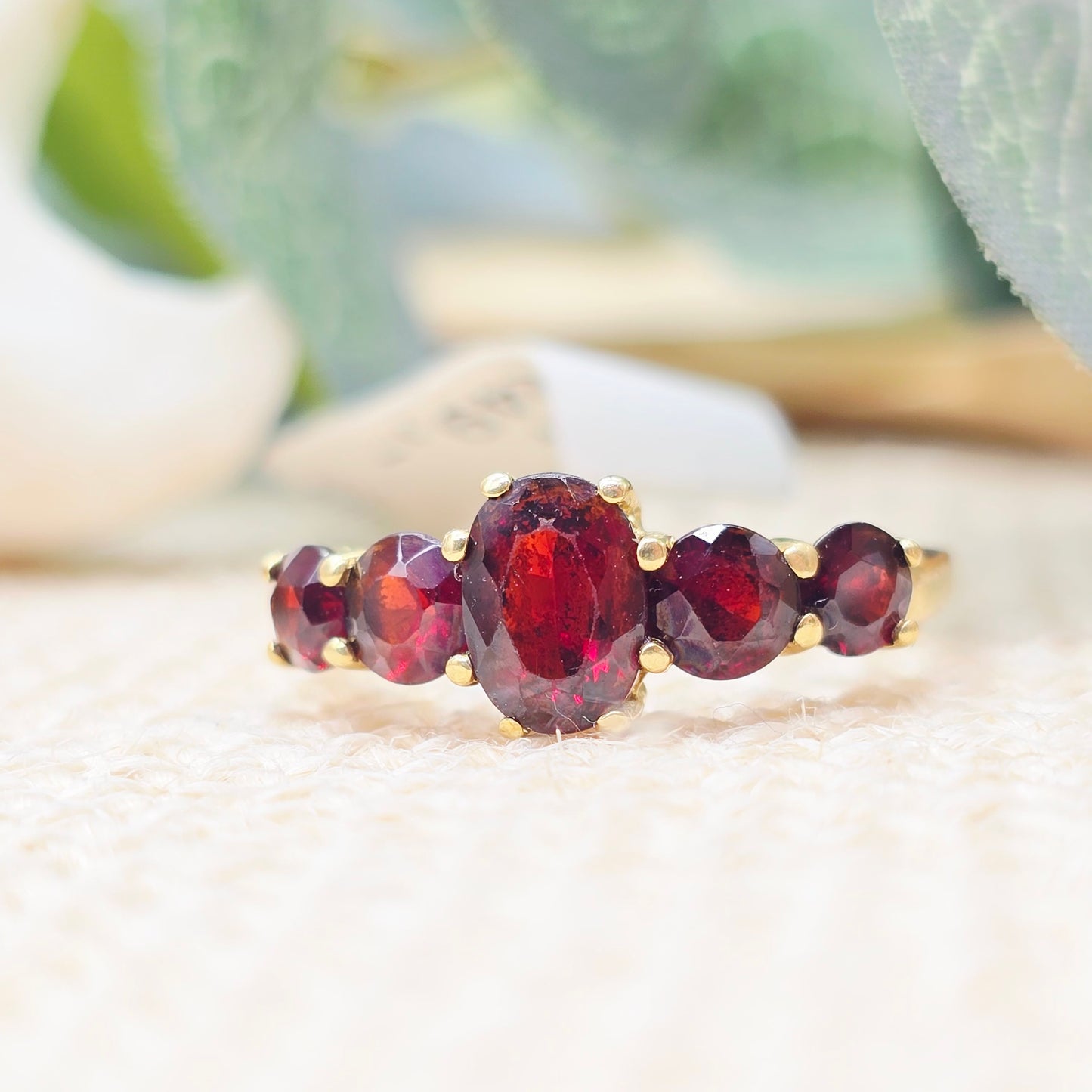 Ring Granat 585 14 KT Gold Gr. 58