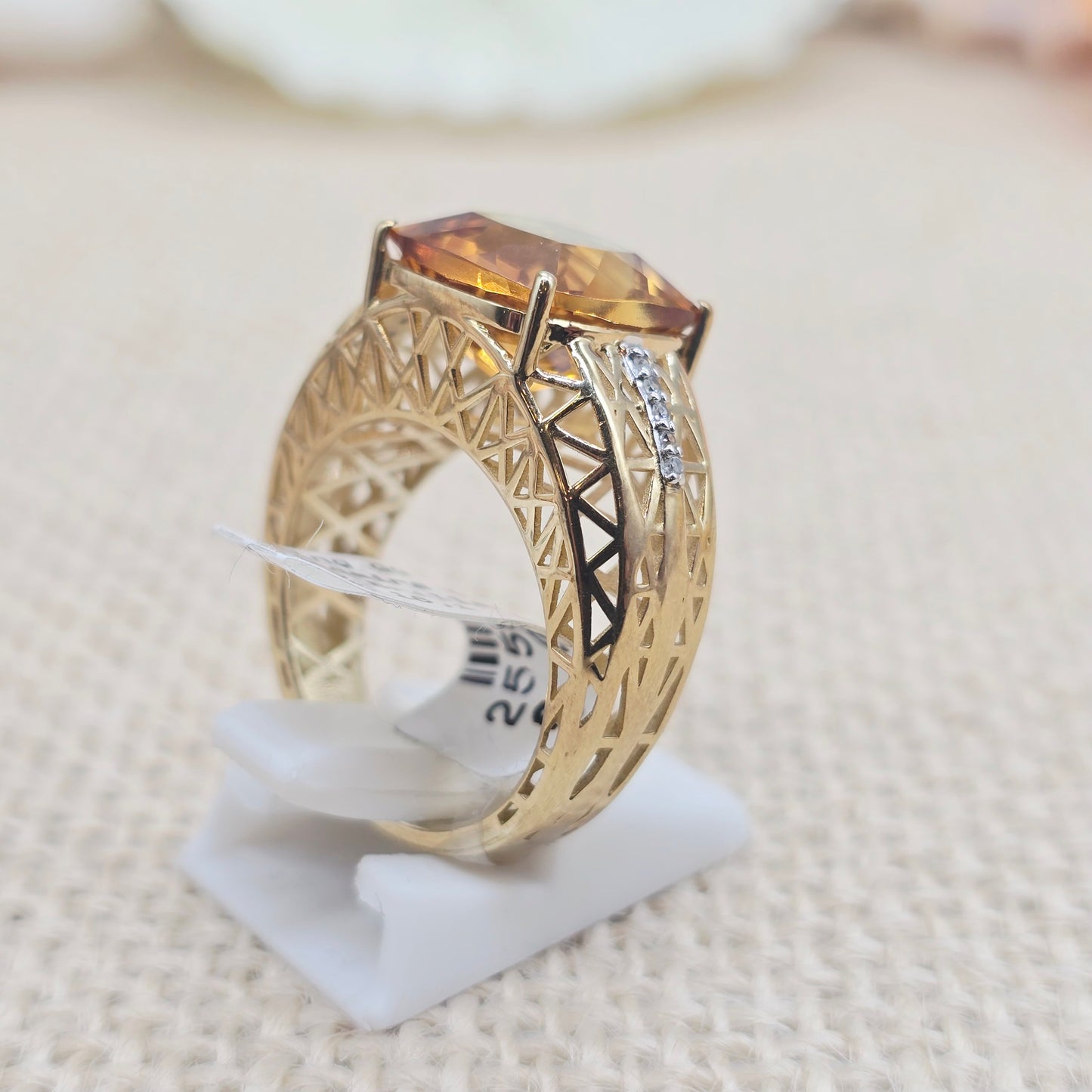 Ring Citrin 375 9 KT Gold Gr. 57