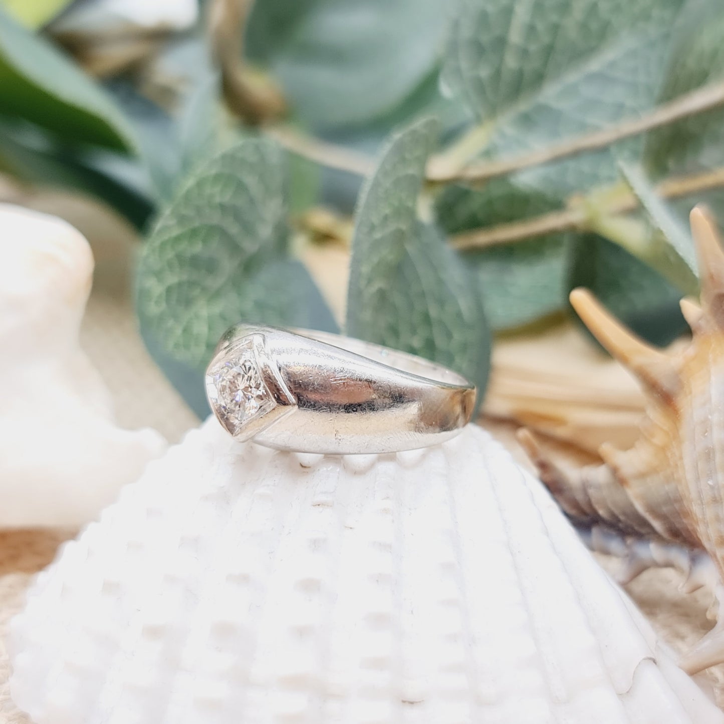 Ring Weißgold 1 Brillant 0,38ct 585 14 KT Gold Gr. 58