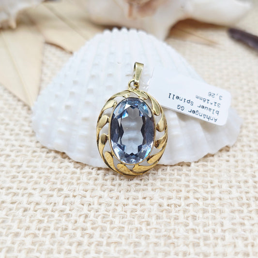 Anhänger Gold 333 8kt blauer Spinell Gr: 31*18mm
