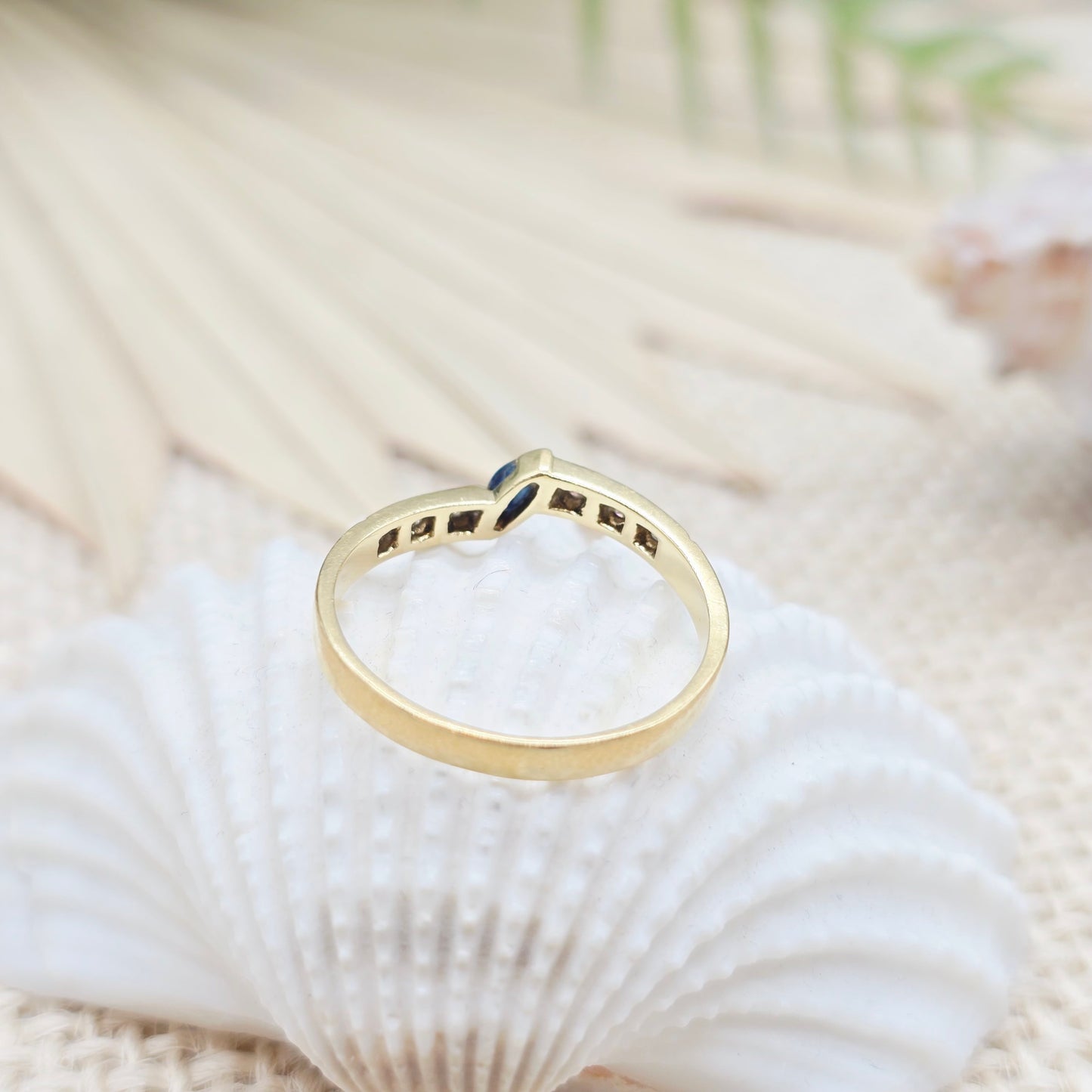 Ring Gold 750 18kt Safir 6 Brillanten Gr: 53