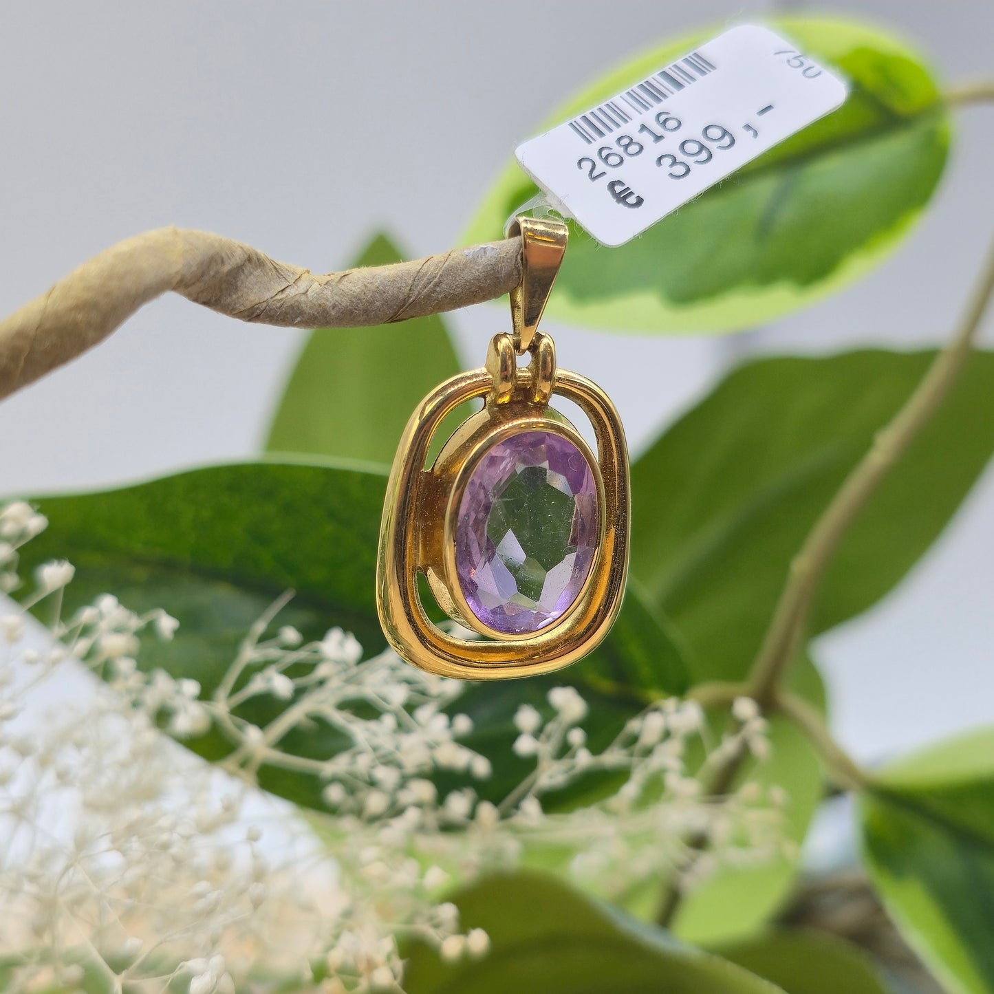 Anhänger Gold 750 18kt Amethyst Gr: 30*17mm