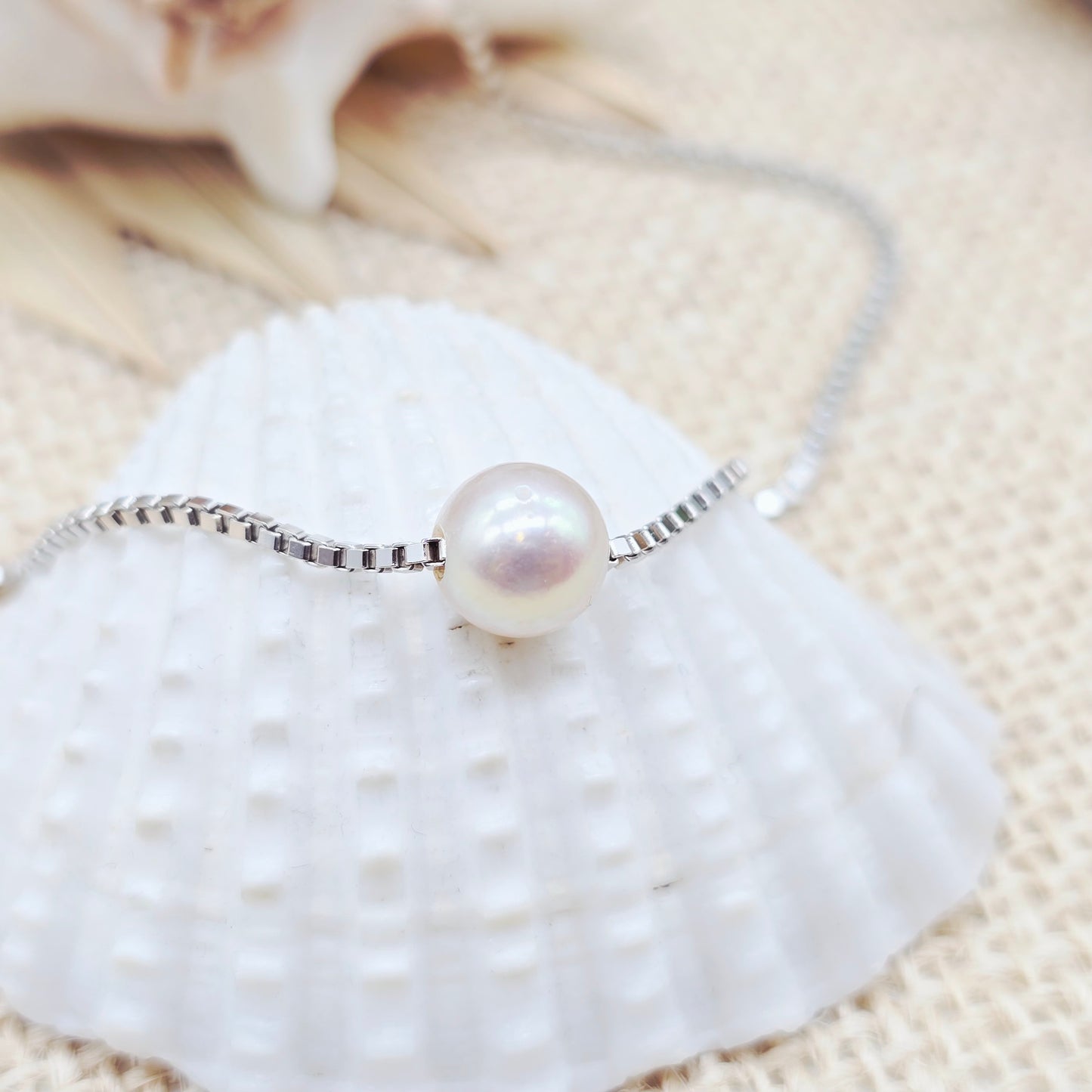 Collier Weißgold 585 14kt Venezianer mit Perle 37,5cm