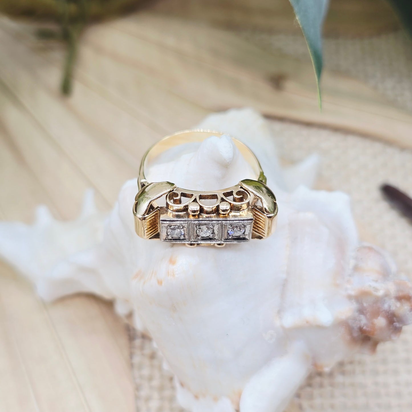 Ring Gold BC 585 14kt 3 Brillanten Gr: 55