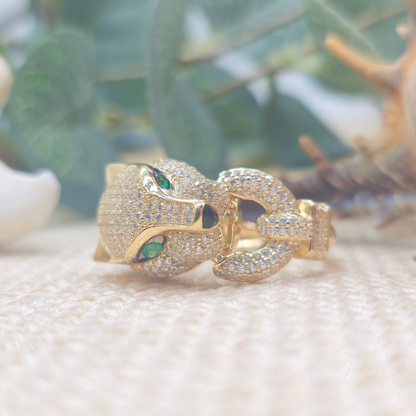 Ring Gepard Zirkonia 585 14 KT Gold Gr. 56