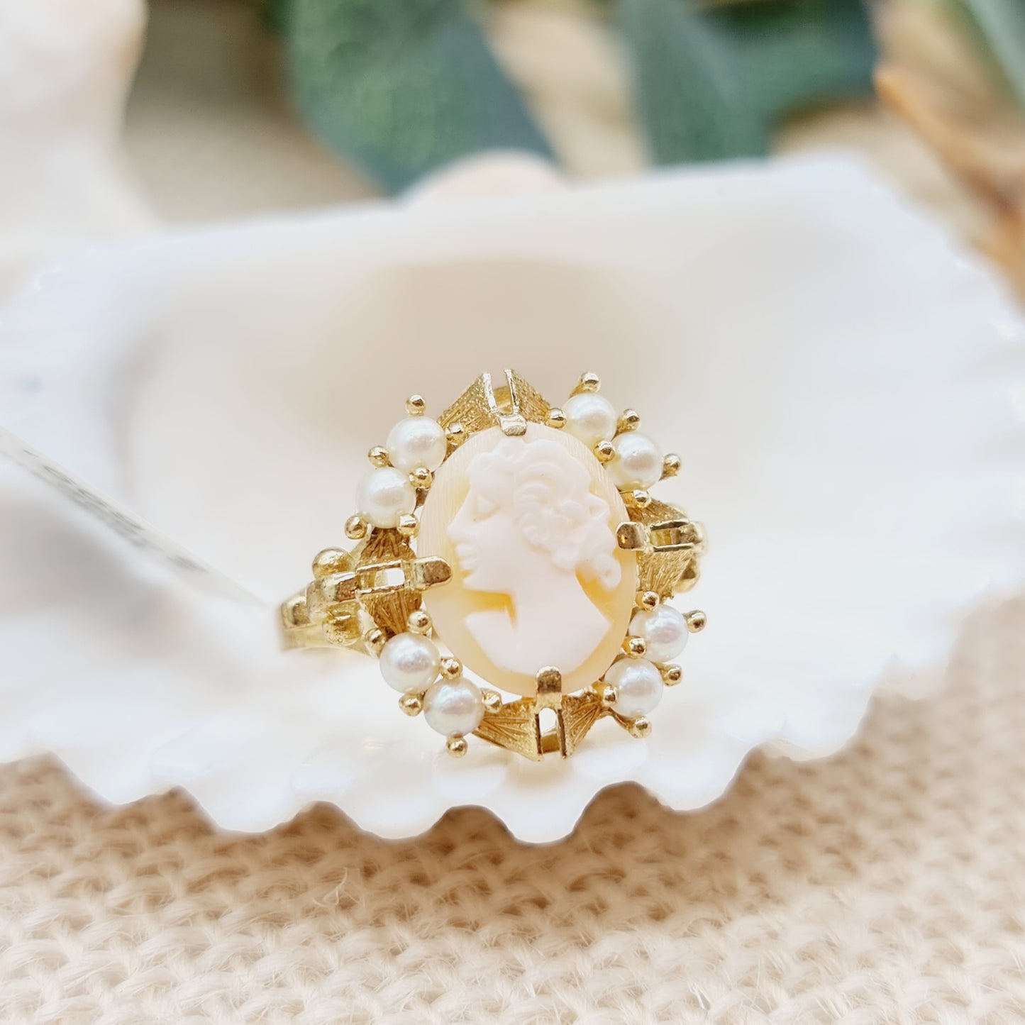 Ring Gemme / Perlen 750 18 KT Gold Gr. 58