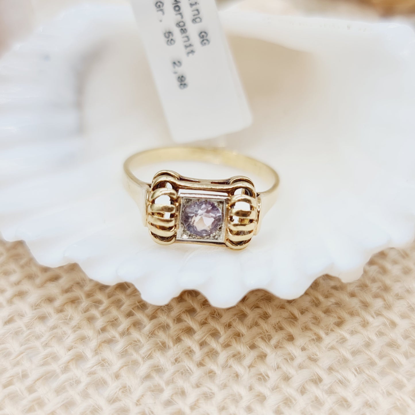 Ring Gold 585 14kt Morganit Gr. 59