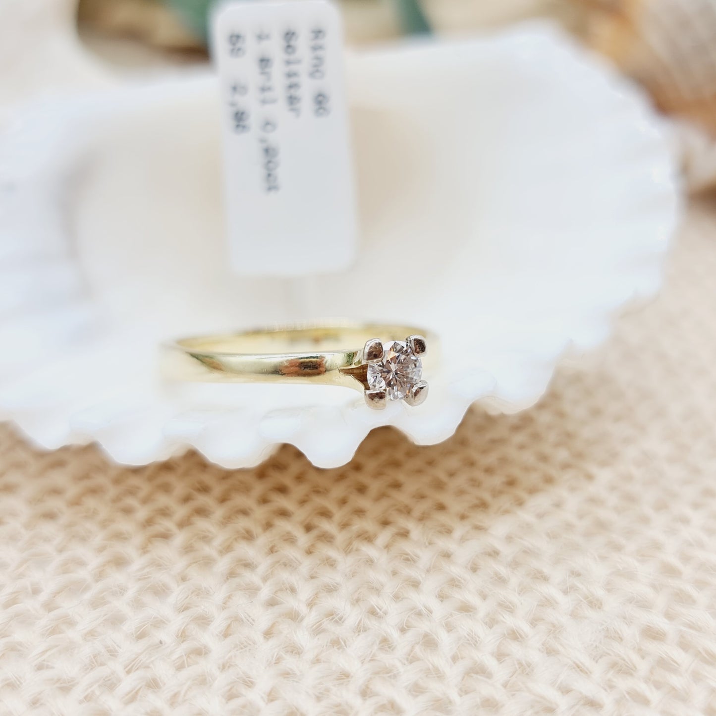 Ring Gold 585 Solitär 1 Brilliant 0,20ct 14kt Gr: 59