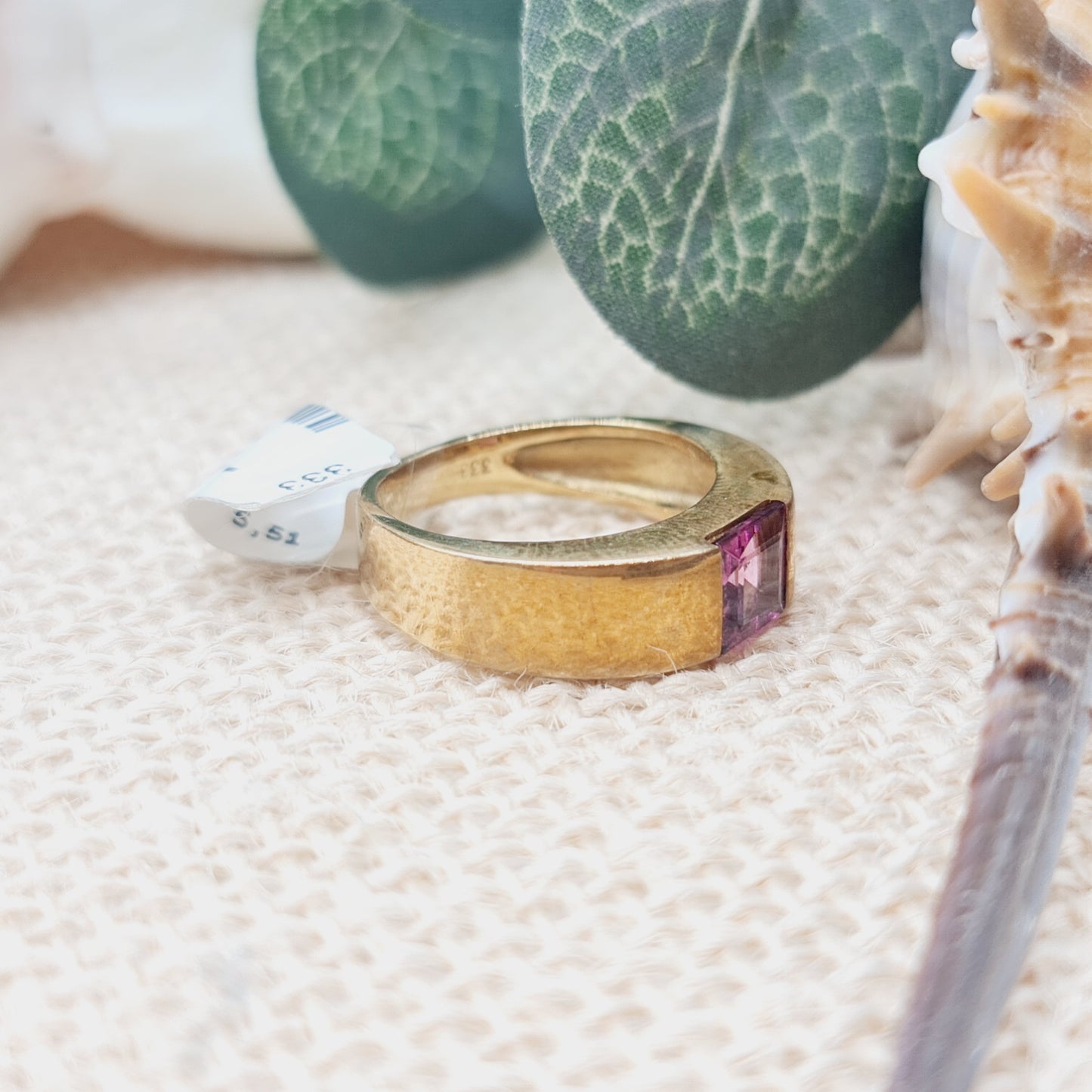 Ring rosa-lila Turmalin 333 8KT Gold Gr. 54