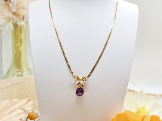 Collier Diamant Amethyst 333 8 KT Gold